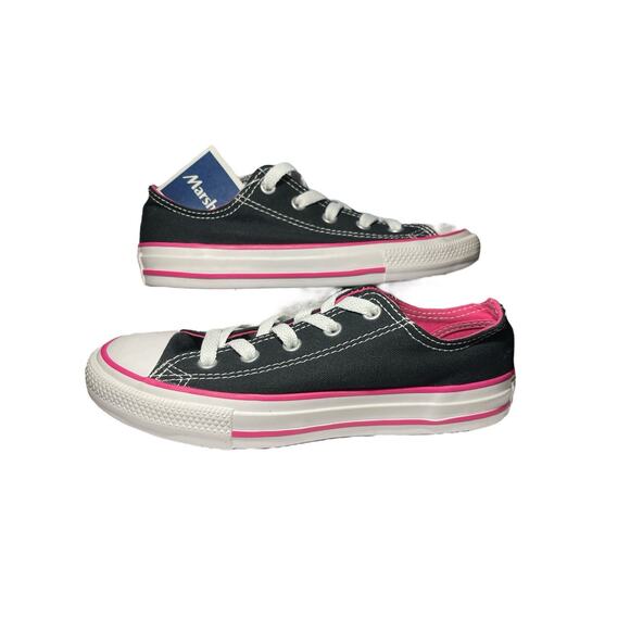 Converse Double Tongue Low Top Black Pink Sneakers Girls Juniors Size 1 654365F - Picture 6 of 12